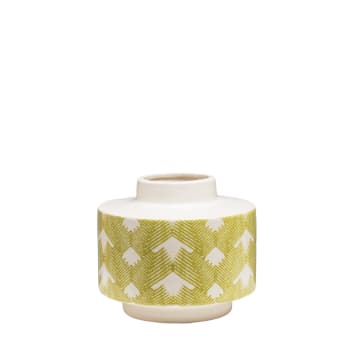 Fern - Vase décoratif en porcelaine  jaune et blanc H12