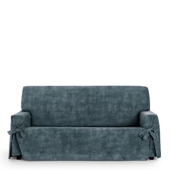 EYSA - Housse de canapé 2 pl antitache avec des rubans bleu  140 -180cm