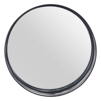 Espejo redondo con varillas negro de metal y cristal de Ø 81x15 cm