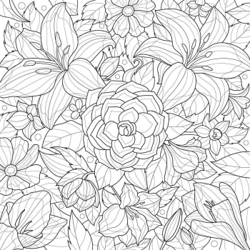 Illustration - Tableau sur toile fleurs à colorier 30x30 cm