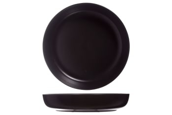 OKINAWA - 6er-Set tiefe Teller aus Steingut, schwarz, D21,8 cm