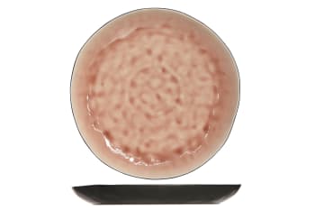 LAGUNA - 3er-Set flache Teller aus Steingut, rosa, D27 cm