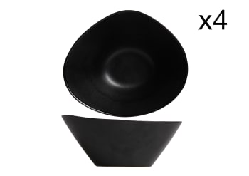 VONGOLA - Lot de 4 Saladiers en Grès, noir, 20,3X17,8XH8,3 cm