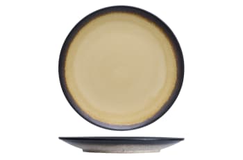 FERVIDO - 4er-Set flache Teller aus Steingut, gelb, D26,5 cm