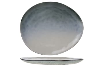 SPIAGGIA - 4er-Set flache Teller aus Steingut, oval, weiß, 27 X 23 cm