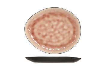 LAGUNA - 6er-Set ovale Teller aus Steingut, rosa, 19,5X16 cm