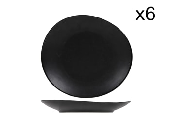VONGOLA - 6er-Set Dessertteller aus Steingut, schwarz, 22,2x20,3 cm