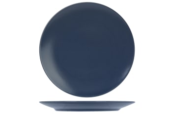 VENUS - 12er-Set Dessertteller aus Steingut, blau, D20 cm