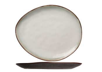 PLATO - 6er-Set Dessertteller aus Porzellan, oval, mattweiß, 19,5 X 16 cm