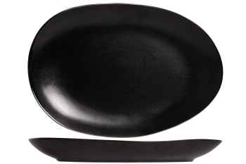 VONGOLA - 2er-Set ovaler Teller aus Steingut, schwarz, 35,5X24,8 cm