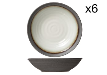 STONE - 6er-Set tiefe Teller aus Porzellan, grau, D18 cm