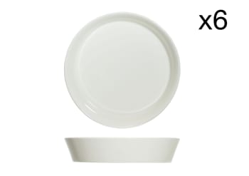 OSLO - 6er-Set tiefe Teller aus Porzellan, weiß, D21 cm