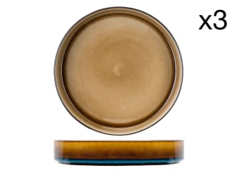 QUINTANA - 3er-Set tiefe Teller aus Porzellan, beige, D23 cm