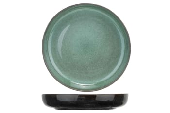 LERIDA - 4er-Set tiefe Teller aus Steingut, grün, D23,5 cm