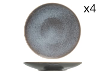 URBAN - 6er-Set flache Teller aus Steingut, grau, D28 cm