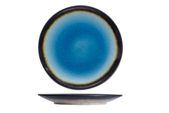 FERVIDO - 4er-Set flache Teller aus Steingut, blau, D26,5 cm