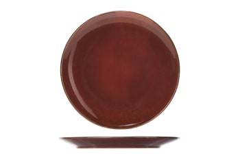 DARWIN - 6er-Set flache Teller aus Steingut, rot,  D27,3 cm