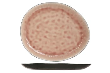 LAGUNA - 4er-Set ovale Teller aus Steingut, rosa, 27X23 cm