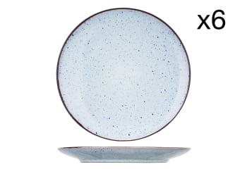 TESSA - 6er-Set flache Teller aus Steingut, blau, D26,3 cm