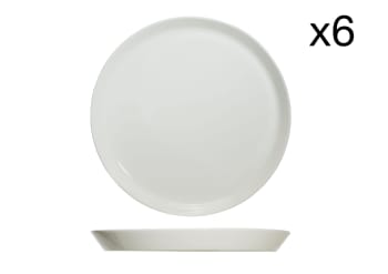 OSLO - Lot de 6 Assiettes plates en Porcelaine, blanc, D26,5 cm