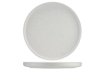 PUNTO - 6er-Set flache Teller aus Steingut, weiß, D25,7 cm