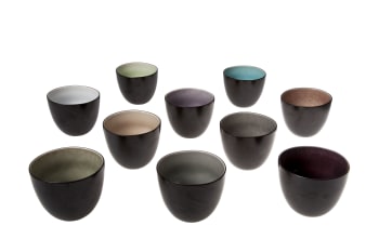 STREETFOOD - 10er-Set ovale Tassen aus Steingut, mehrfarbig, D8,7XH7 cm