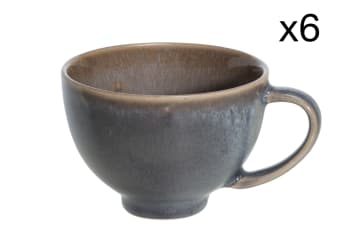 URBAN - 6er-Set Tassen aus Steingut, grau, D9XH6,7 cm 20 cl