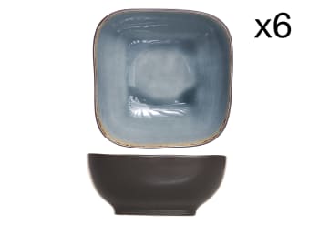 LAGUNA - 6er-Set Schalen aus Steingut, blau, 14X14 cm