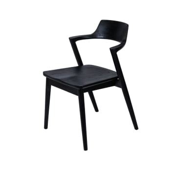 Hiro noir - Chaise noir en bois de teck avec accoudoirs 77x53x43