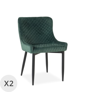 Melissa - Set de 2 sillas tapizadas con terciopelo verde