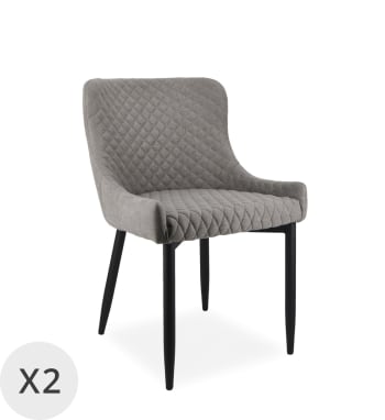 Melissa - Set de 2 chaises tapissées en velours gris