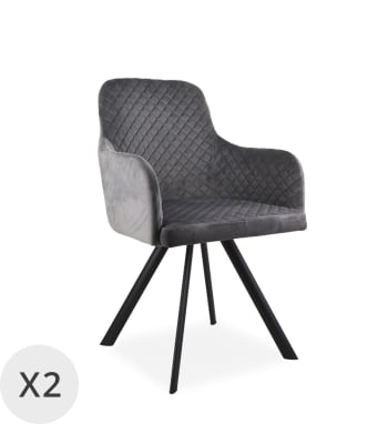 Melissa - Set de 2 fauteuils tapissés en velours gris