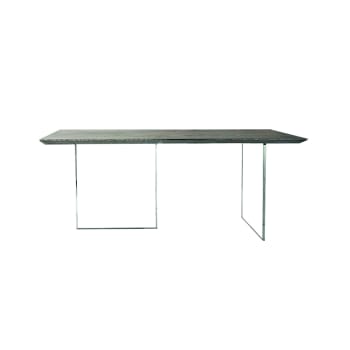 PARIOLI - Tavolo massello rovere nodato e vetro 4 posti 180x90 cm (beton)