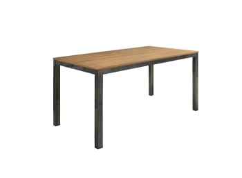 PACHINO - Tavolo allungabile legno effetto rovere, base grigia 160x90cm