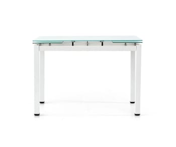 RAPALLO - Tavolo in metallo bianco e piano in vetro bianco allungabile 110x70cm