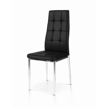 BROOKLYN - Set di 6 sedie in ecopelle nere con struttura in metallo cromato