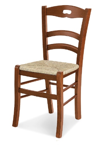 AURELIA - Set di 2 sedie in legno noce con seduta in paglia