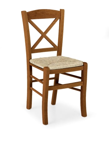 TIBURTINA - Set di 2 sedie in legno noce con seduta in paglia