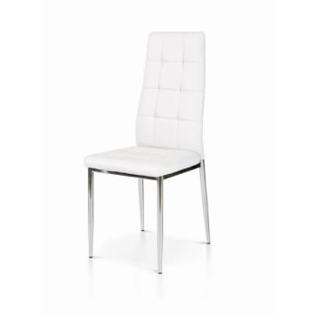 BROOKLYN - Set di 6 sedie in ecopelle bianche con struttura in metallo cromato