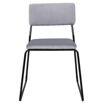 Pizaka - Lot de 2 chaises modernes en velours gris clair