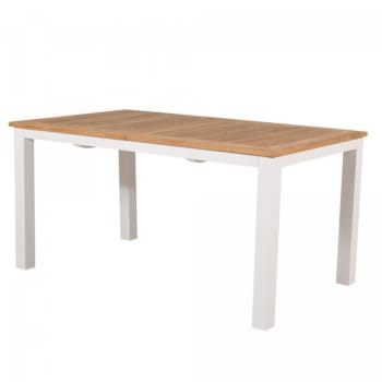 Sabol - Table de jardin 152x92cm en bois et aluminium blanc