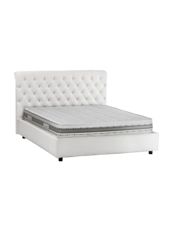 Dbeca - Letto matrimoniale in ecopelle bianco 160x190 cm