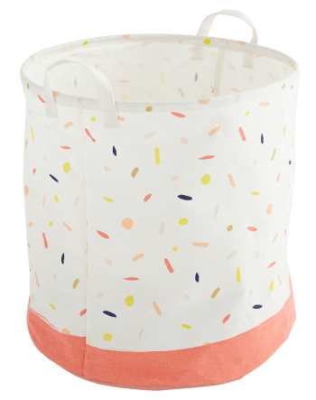 Confettis - Grand panier à jouets blanc 40x40x40cm