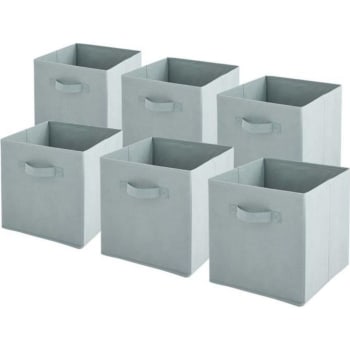 6er Set faltbare Aufbewahrungsboxen aus Vliesstoff, salbei, 27x27x27cm
