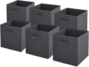 6er Set faltbare Aufbewahrungsboxen aus Vliesstoff, grau 27x27x27cm