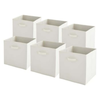 6er Set faltbare Aufbewahrungsboxen aus Vliesstoff, Weiß, 31x31x31cm
