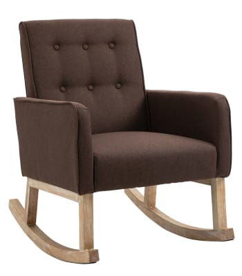DREAM - Chaise à bascule avec accoudoirs et assise en tissu Marron