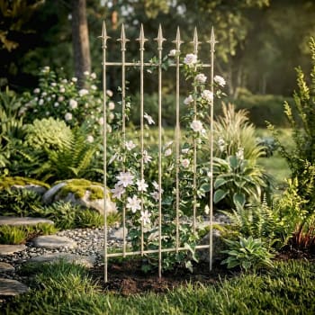 2 Griglie Metalliche Per Piante Rampicanti - 50x180 Cm, Bianco, Decorative Con Motivi, Per Giardino