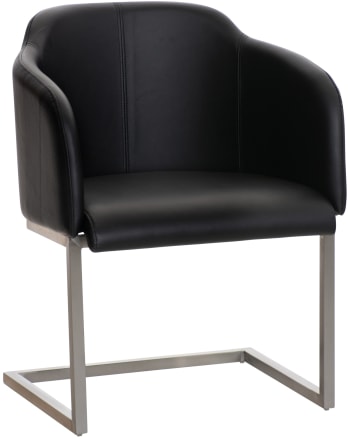 Magnus - Chaise cantileve avec pieds en Métal et assise en similicuir Noir