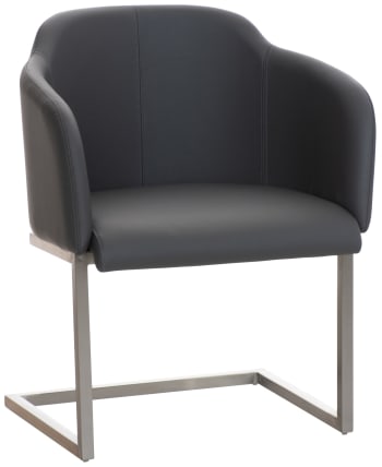 Magnus - Silla basculante con armazón de metal y asiento de simil cuero gris